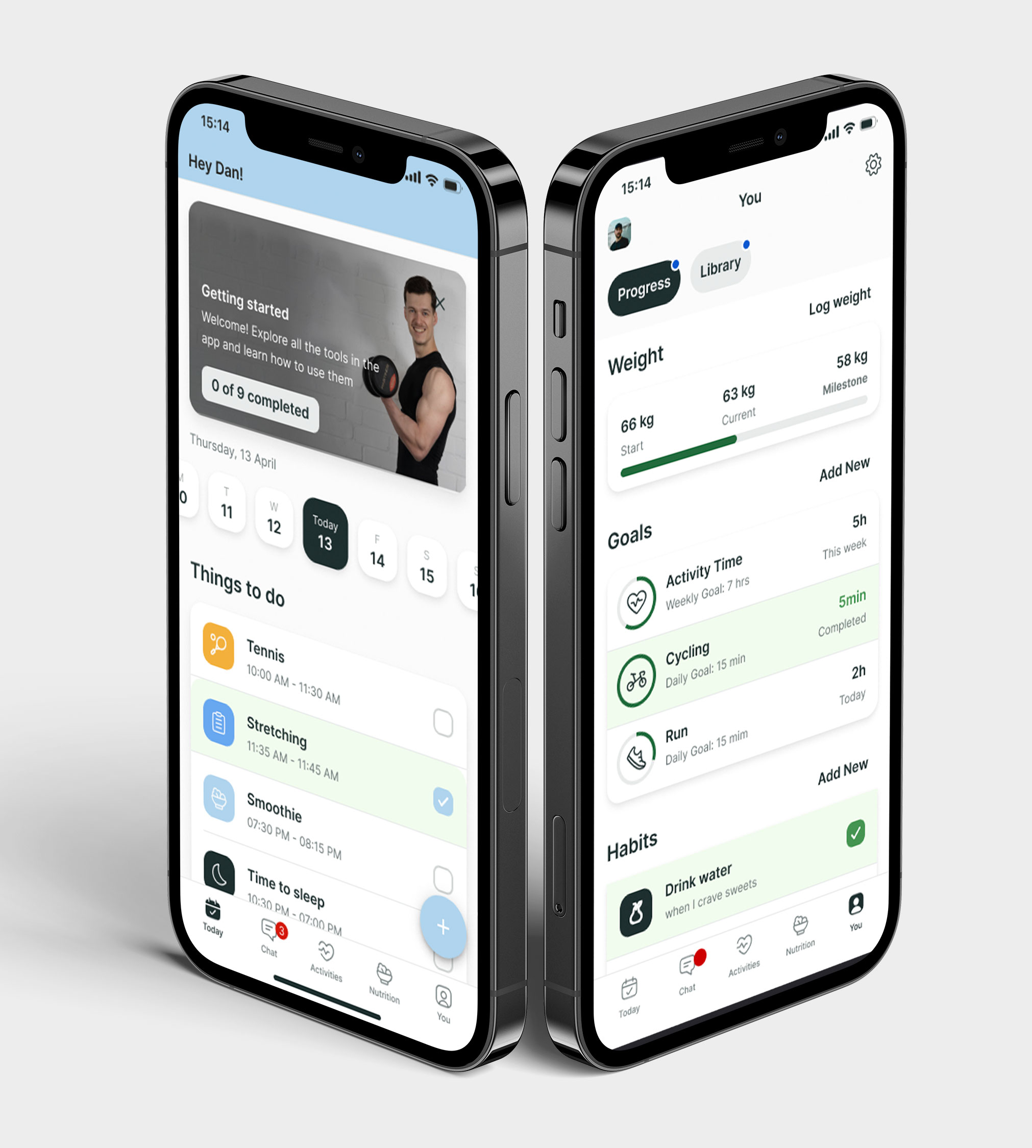 A mockup of the coaching app showcasing the features.